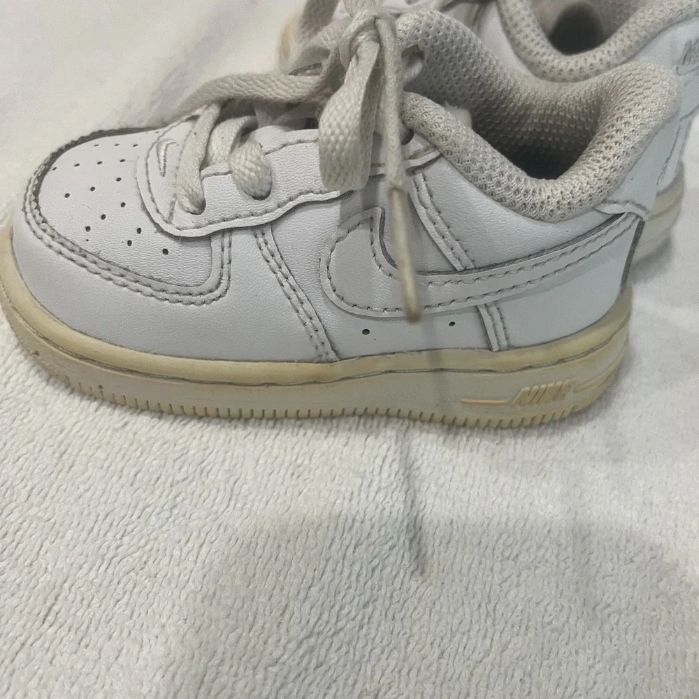 Nike Toddler Baby Air Force 1 White Leather Sneakers Size 4c Triple White